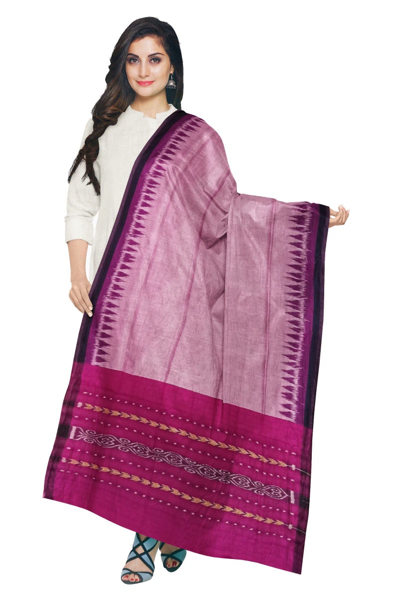 BTHIKIRI Odisha Sambalpuri Handloom Cotton Dupatta Temple Border & Stole For Girls & Women (Pink,BTHI 2198) - Image 5