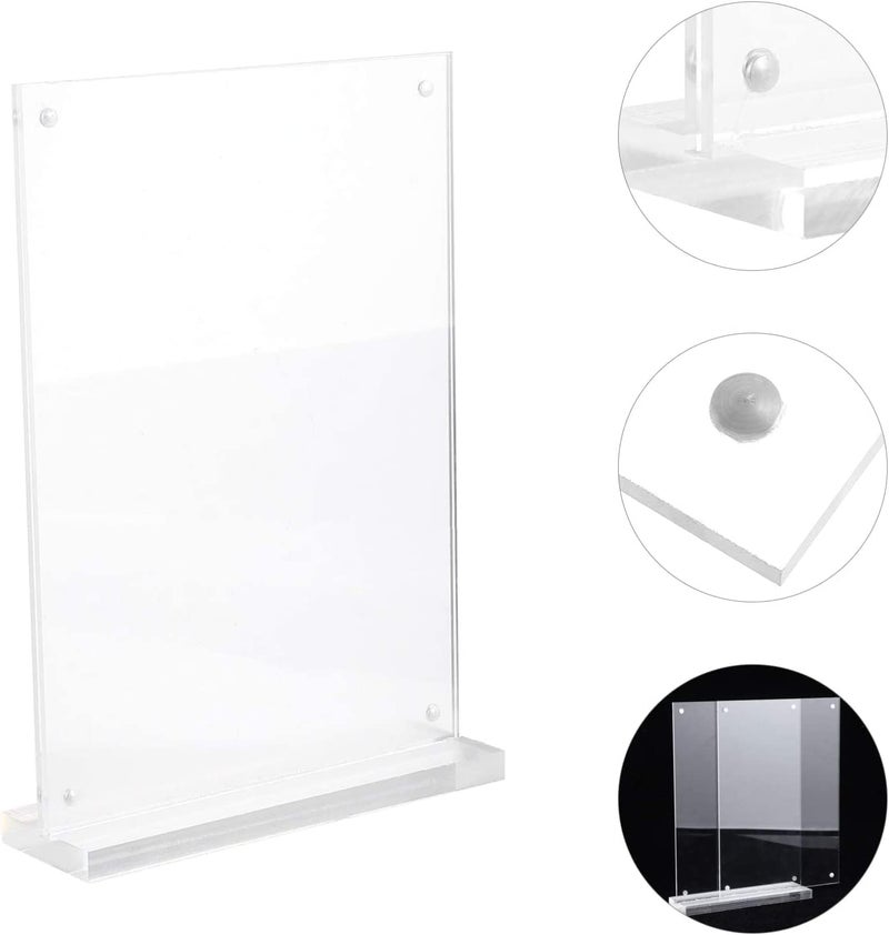 SYOSI A5 Acrylic Sign Holders T Shape Table Top Menu Display Stand Menu Ad Frame for Restaurants Promotions Photo Frames Classroom Vertical - Image 5