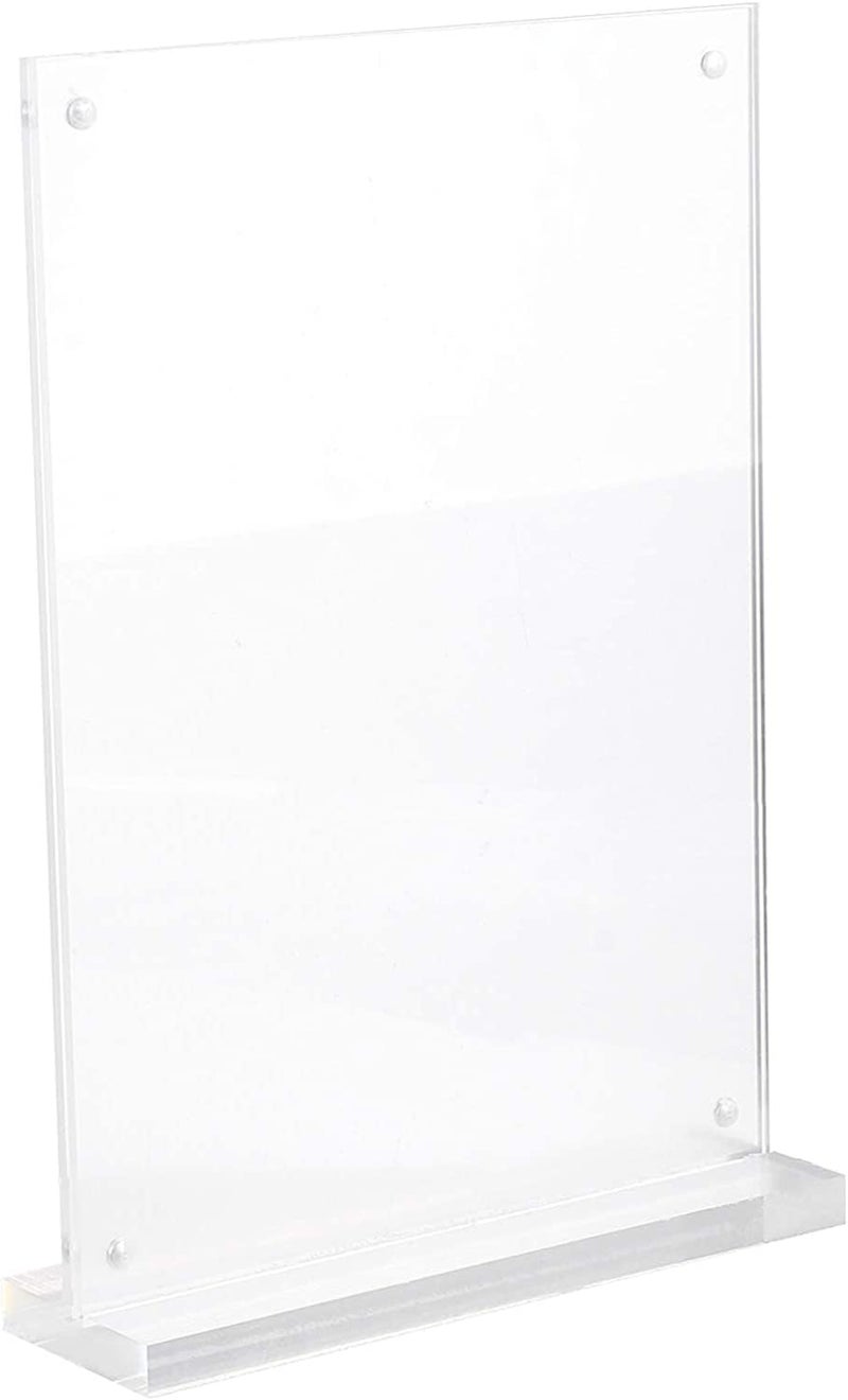 SYOSI A5 Acrylic Sign Holders T Shape Table Top Menu Display Stand Menu Ad Frame for Restaurants Promotions Photo Frames Classroom Vertical - Image 1
