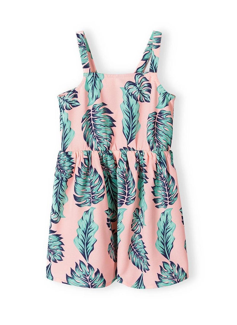 مينوتي فستان بناتي صيفي بدون أكمام بطبعة أوراق استوائية - Image 2