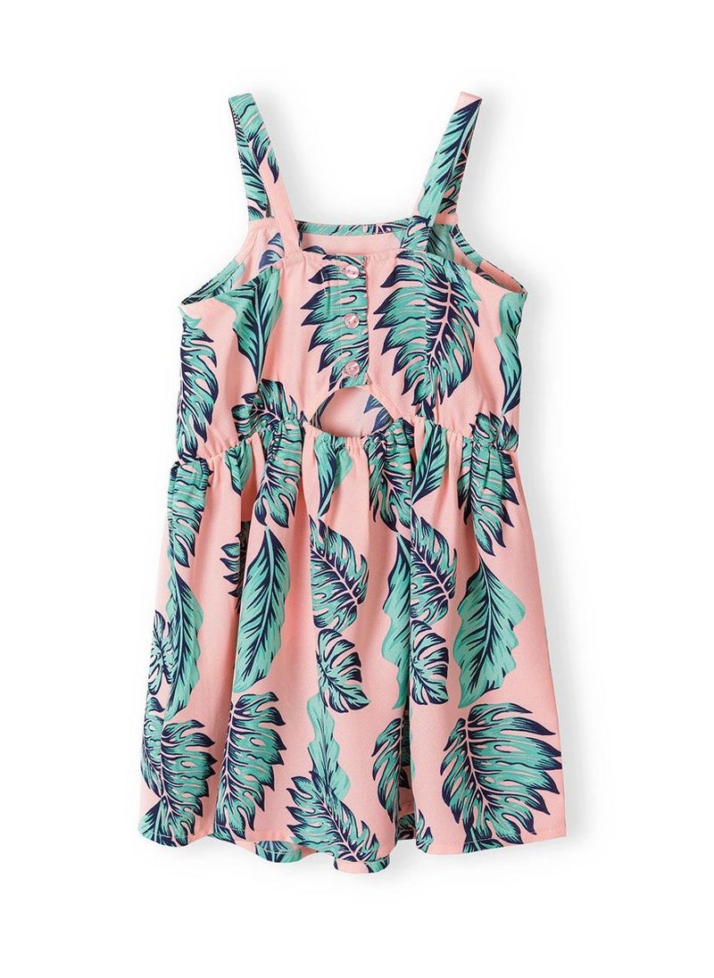 مينوتي فستان بناتي صيفي بدون أكمام بطبعة أوراق استوائية - Image 3