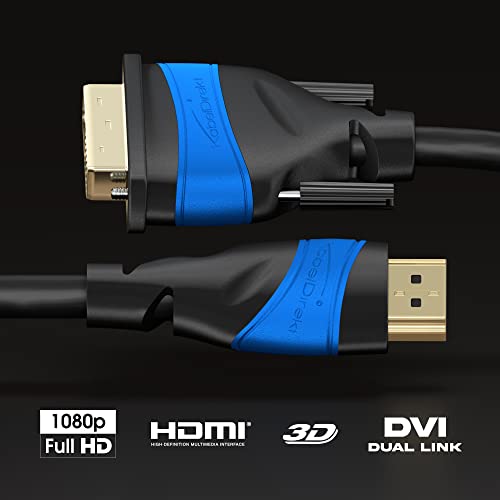 KabelDirekt HDMI DVI Adapter Cable with A.I.S. Signal-Interference Protection – 6ft (bi-Directional DVI-D 24+1/HDMI Monitor Cable, PC/Laptop to Monitor/TV, Full HD/1080p) by CableDirect - Image 2