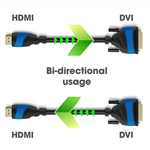 KabelDirekt HDMI DVI Adapter Cable with A.I.S. Signal-Interference Protection – 6ft (bi-Directional DVI-D 24+1/HDMI Monitor Cable, PC/Laptop to Monitor/TV, Full HD/1080p) by CableDirect - Image 4