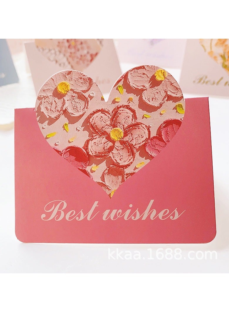 10 عبوات من بطاقات التهنئة على شكل قلب الحب قابلة للطي، بطاقات فارغة على شكل قلب رومانسي بألوان متنوعة، بطاقة ملاحظة لعيد ميلاد زهرة الزفاف. - Image 5