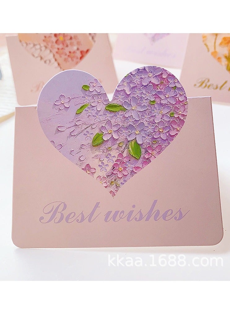 10 عبوات من بطاقات التهنئة على شكل قلب الحب قابلة للطي، بطاقات فارغة على شكل قلب رومانسي بألوان متنوعة، بطاقة ملاحظة لعيد ميلاد زهرة الزفاف. - Image 3