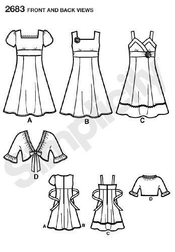 Simplicity Sewing Pattern 2683 Girls Dress with Bodice Variations and Jacket Sizes: K5 (7-8-10-12-14) - Image 2