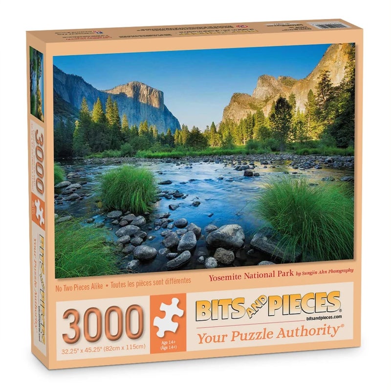 Bits and Pieces 3000 Piece Puzzles for Adults - Large 32" x 45" Jigsaw Puzzles 3000 Pieces River Mountain Landscape, Random Die Cut, No 2 Pieces Alike, Yosemite National Park - Image 1
