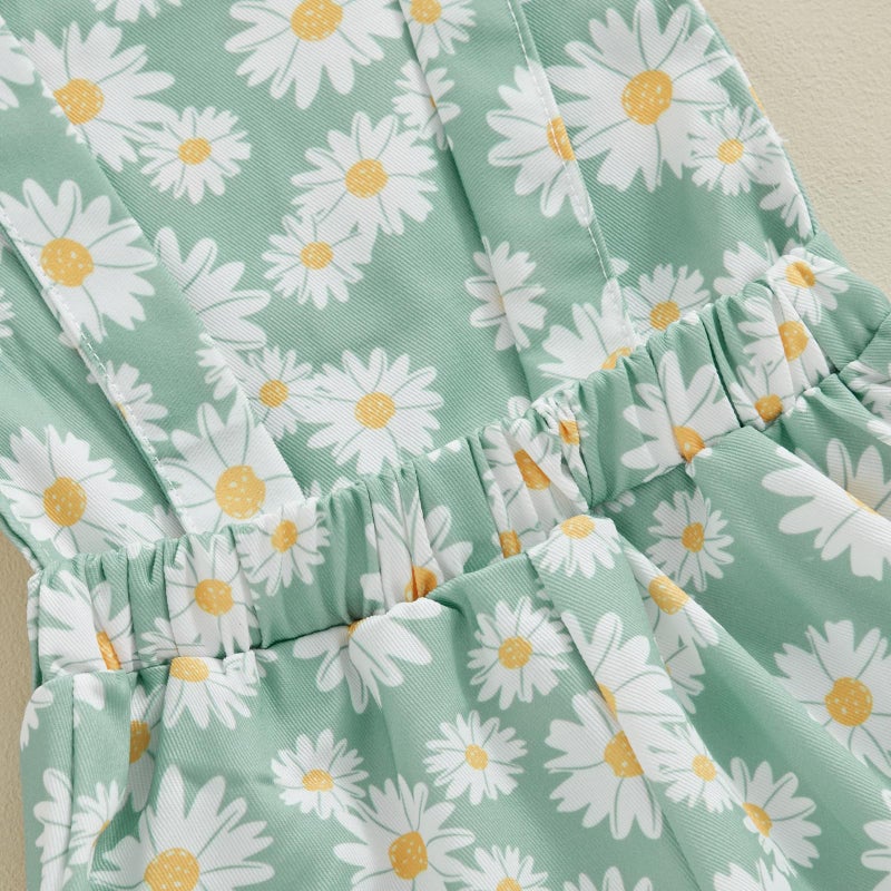 Ayalinggo Toddler Baby Girl Sunflower Print Overalls Shorts with Pocket Suspender Trousers Cute Summer Clothing Outfit (Daisy-green, 18-24 Months) - Image 5