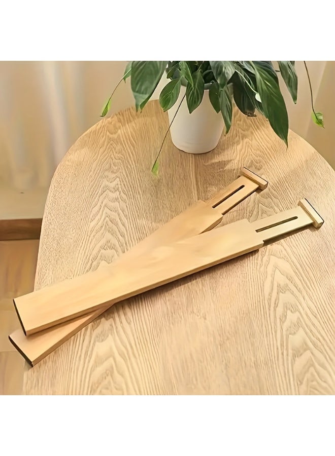 4-Piece Multifunctional Bamboo Drawer Dividers - Expandable and Adjustable Home Efficiency Organizers - Tidy Storage Solutions for Kitchen, Bedroom, Wardrobe and Cabinets, Shelf Dividers - Image 3
