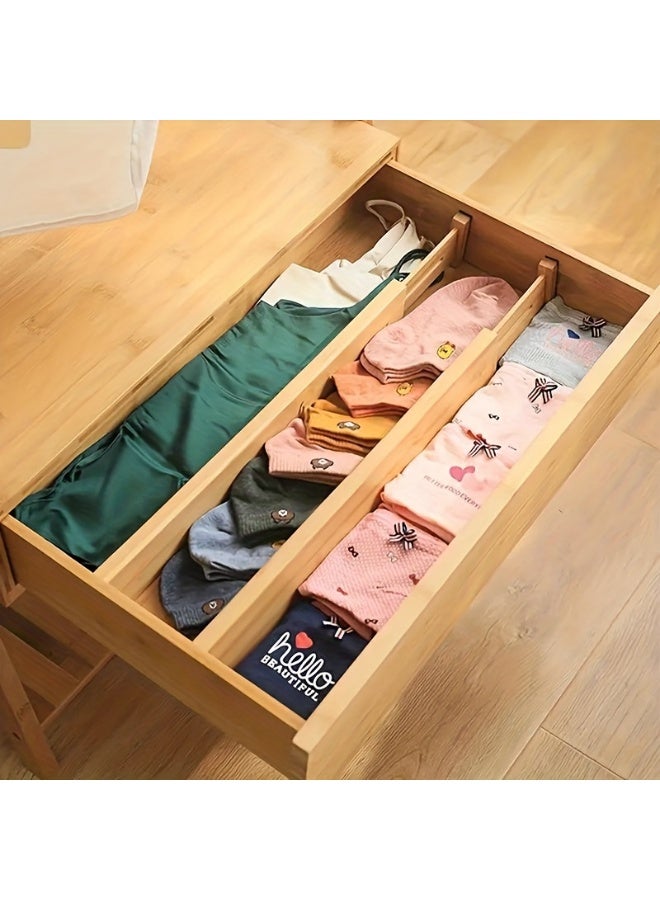 4-Piece Multifunctional Bamboo Drawer Dividers - Expandable and Adjustable Home Efficiency Organizers - Tidy Storage Solutions for Kitchen, Bedroom, Wardrobe and Cabinets, Shelf Dividers - Image 1
