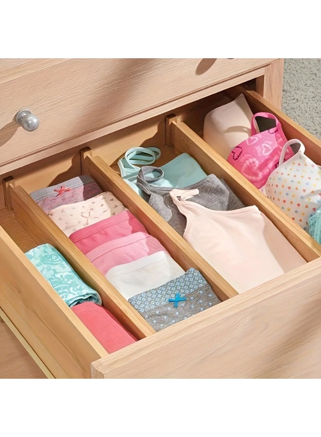 4-Piece Multifunctional Bamboo Drawer Dividers - Expandable and Adjustable Home Efficiency Organizers - Tidy Storage Solutions for Kitchen, Bedroom, Wardrobe and Cabinets, Shelf Dividers - Image 5