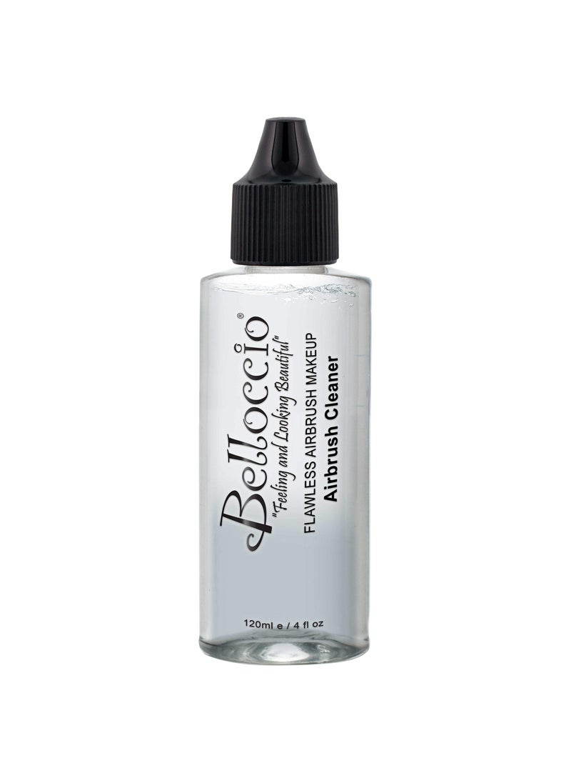 Belloccio 4 Ounce Bottle of Belloccio Makeup Airbrush Cleaner - Fast Acting Cleaning Solution, Quickly Cleans Flushes Out Airbrush Makeup Foundation, Blush, Highlighter - Clean Cosmetic Makeup Brushes, Paint 