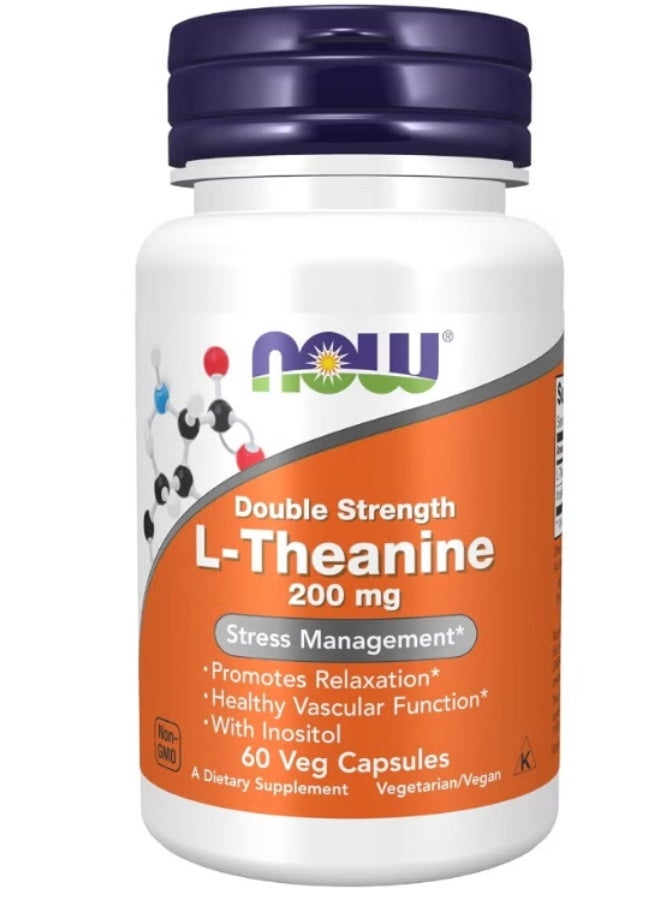 أطعمة L-ثيانين بتركيز مزدوج 200 ملغ 60 كبسولة نباتية