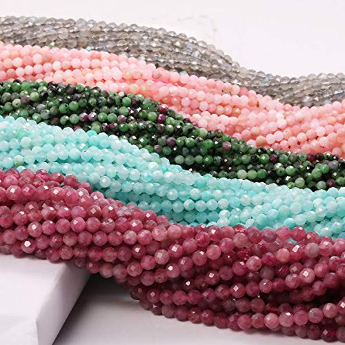 LHJ Natural Faceted Rose Quartz Beads Natural Stones Loose Bead for Jewelry Making Bracelet Necklace (Size 2mm,Length 15") - Image 2