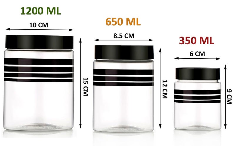 SHRUTI Plastic Airtight Heavy Quality Printed Design Container Set Kitchen Storage with Spoons Kitchen Dabba Set Grocery Box with Different Capacities Set of 12 1200 650 350 ML Black - Image 4