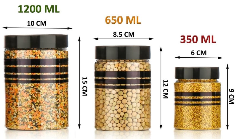 SHRUTI Plastic Airtight Heavy Quality Printed Design Container Set Kitchen Storage with Spoons Kitchen Dabba Set Grocery Box with Different Capacities Set of 12 1200 650 350 ML Black - Image 3