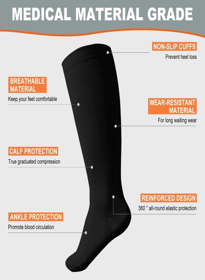 BODALA Plus Size Compression Socks: Wide Calf Compression Stockings for Men Women - Up to 7X Large 20-30 mmHg Compression Hose for Pregnancy Travel Running Nurses 4XL Black - Image 5