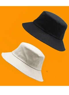 Generic Set of two cotton Foldable sun unisex bucket travel hat  - Image 2