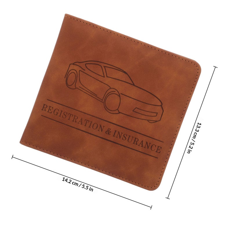 Car Insurance And Registration Holder Pu Leather Vehicle Essential Paperwork Box Organizer Wallet Case For Insurance Card Driver License Paperwork - Image 2