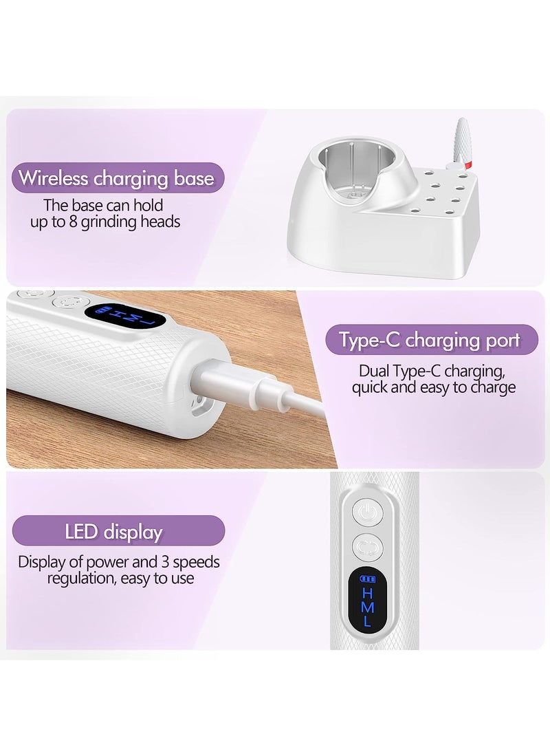 Generic Cordless Nail Drill For Gel Manicures, Professional Electric Nail File For Salon And Home (White)  - Image 3