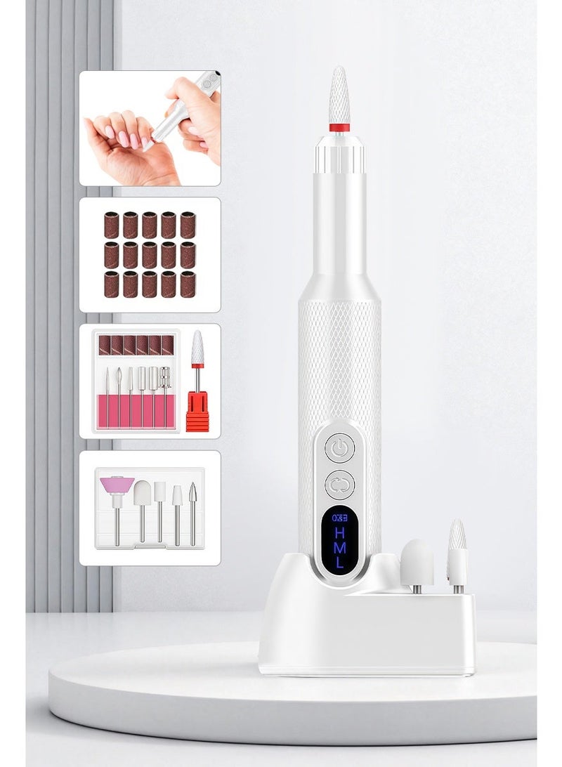 Cordless Nail Drill For Gel Manicures, Professional Electric Nail File For Salon And Home (White) - Image 1