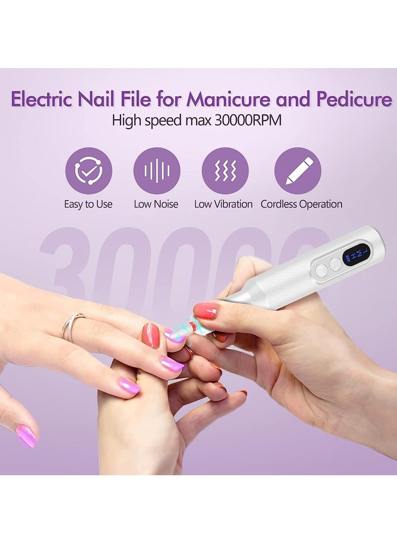 Cordless Nail Drill For Gel Manicures, Professional Electric Nail File For Salon And Home (White) - Image 3