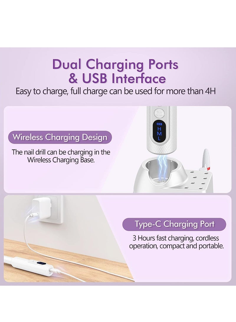 Cordless Nail Drill For Gel Manicures, Professional Electric Nail File For Salon And Home (White) - Image 5