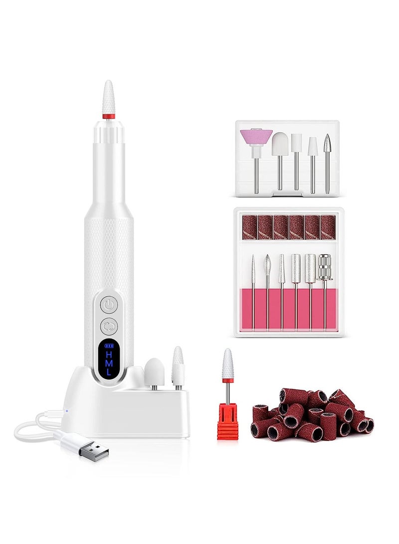 Cordless Nail Drill For Gel Manicures, Professional Electric Nail File For Salon And Home (White) - Image 2