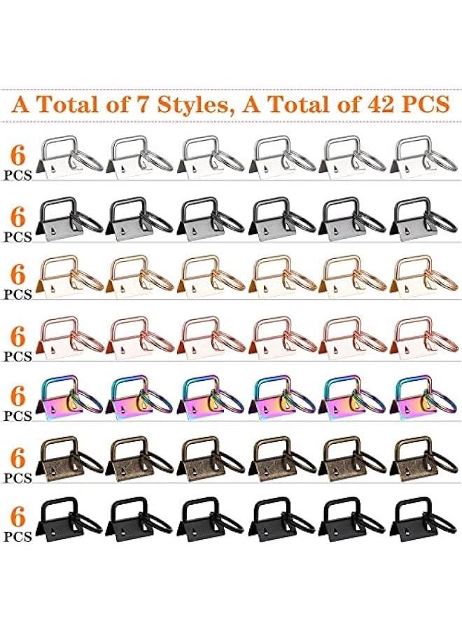 FYLX - Key Fob Hardware Set for Key Chain Making  42PCS 1 Inch Keychain Hardware in 7 Colors  Supplies for Wristlet Keychain Key Lanyard - Image 1