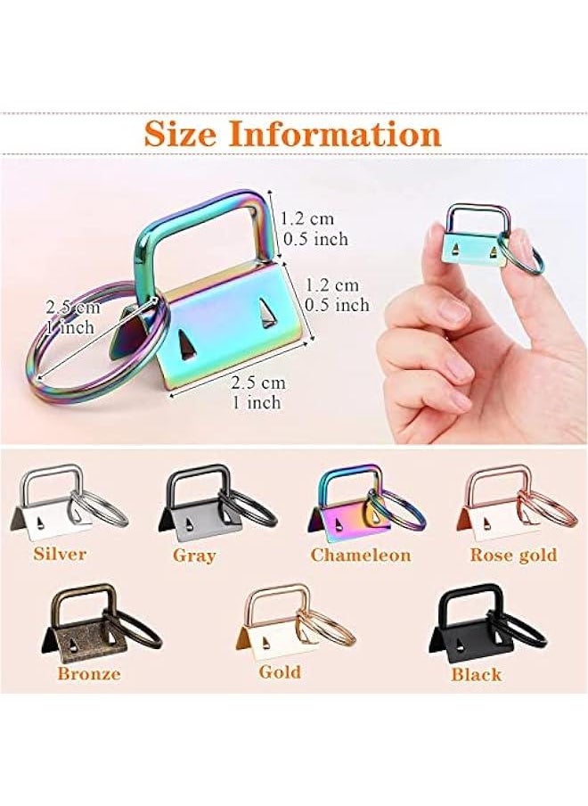 FYLX - Key Fob Hardware Set for Key Chain Making  42PCS 1 Inch Keychain Hardware in 7 Colors  Supplies for Wristlet Keychain Key Lanyard - Image 1