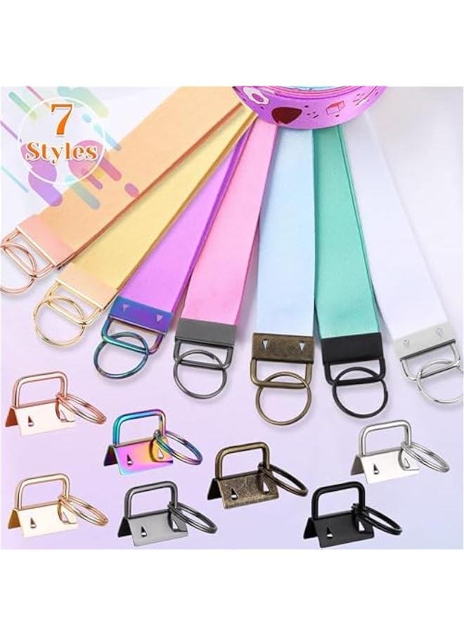 FYLX - Key Fob Hardware Set for Key Chain Making  42PCS 1 Inch Keychain Hardware in 7 Colors  Supplies for Wristlet Keychain Key Lanyard - Image 1