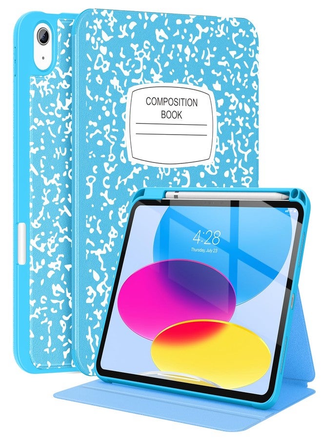 Supveco جراب Supveco لجهاز iPad الجيل العاشر 10.9 بوصة 2022 مع حامل قلم - [يدعم قلم Apple من الجيل الأول + خاصية التشغيل/الإيقاف التلقائي]، جراب فاخر قابل للطي مع غطاء خلفي من مادة TPU الناعمة لجهاز iPad الجيل العاشر - أزرق سماوي - Image 1