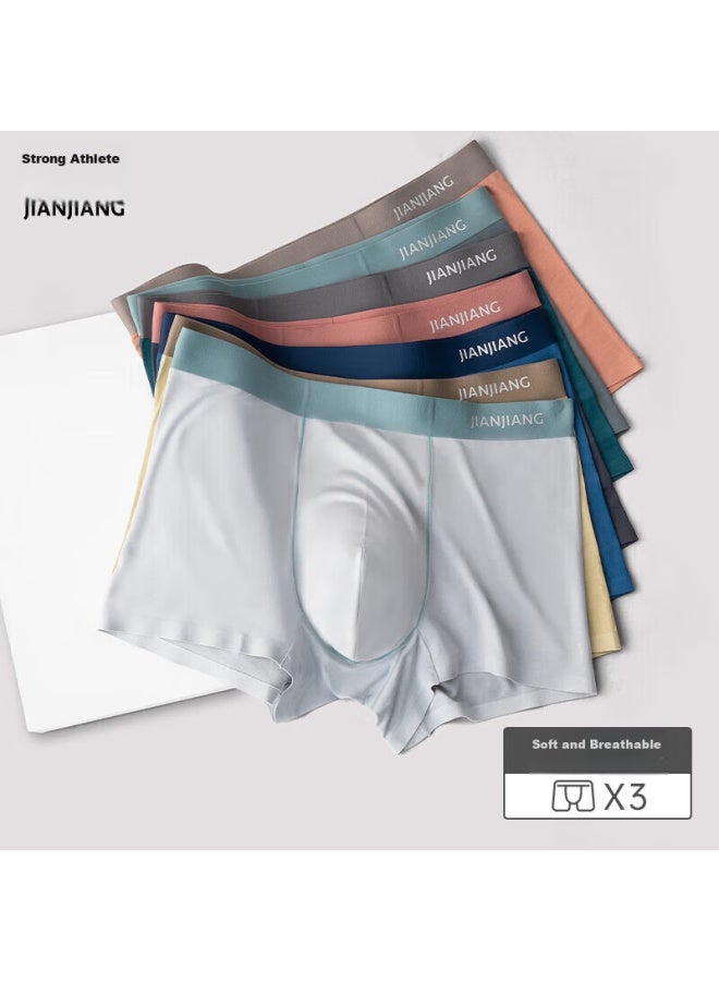 Athlete Jianjian 60s Silk-like Seamless Men's Underwear, Men's Invisible Boxer Briefs, 5a Antibacterial, Youth Trendy, 3-pack - Image 1