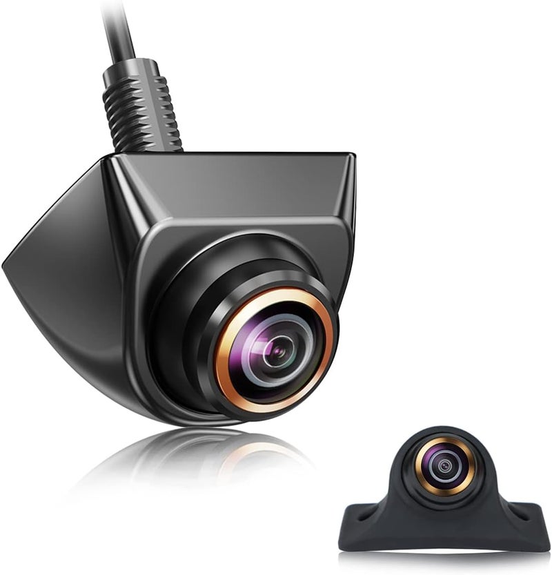 GreenYi HD Backup/Front/Side View Camera with Gold Rim, AHD 720P Reverse Rear Cam for Car, SUV, RV, Trailer, Camper, Van, Pickup, Metal Shell, Adjustable Fisheye Lens, 170 Degrees Viewing Angle (Black) - Image 1