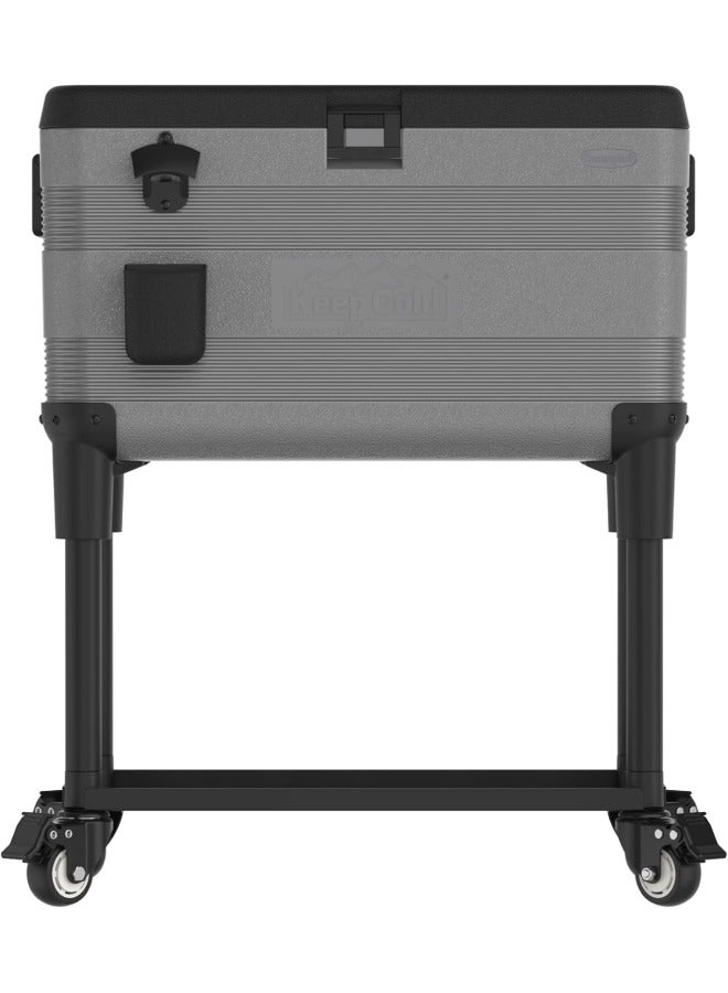Cosmoplast 70L KeepCold Patio Icebox Cart with Wheels (Grey)  - Image 2
