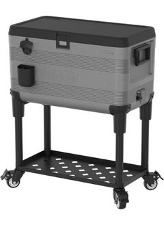 Cosmoplast 70L KeepCold Patio Icebox Cart with Wheels (Grey)  - Image 1