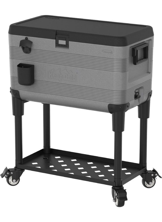 Cosmoplast 70L KeepCold Patio Icebox Cart with Wheels (Grey)  - Image 1