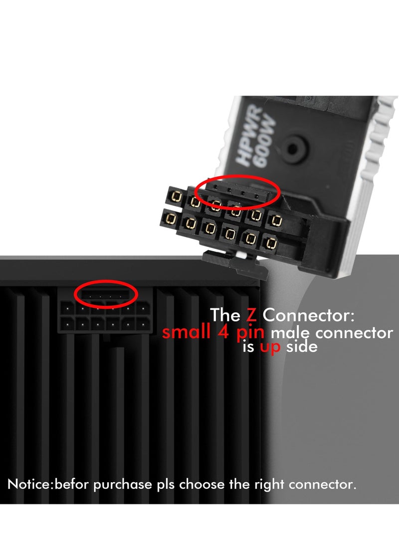 12VHPWR 12+4 Pin Angled Connector - PCI-e 5.0 16 Pin GPU 180° Adapter, U-Turn Power Adapter for RTX40' Series Graphics Card