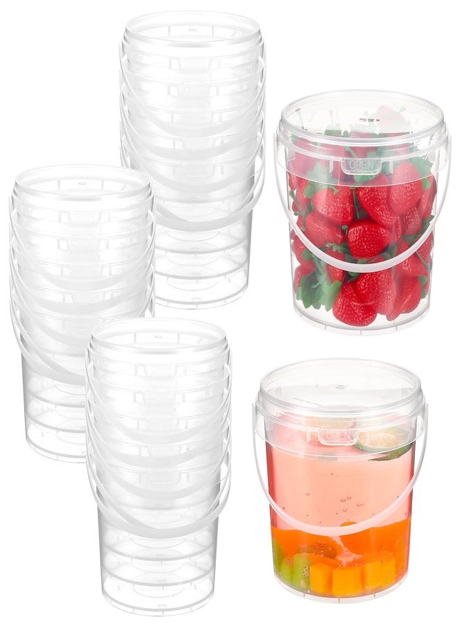 Dimeho 20pcs Clear Plastic Cups 48oz Ice Cream Buckets with Lids Reusable Drink Cups Cocktail Pails with Handles Slime Containers Food Clear Bucket for Outdoor Holiday Travel Beach Birthday Pool Party Supply - Image 1