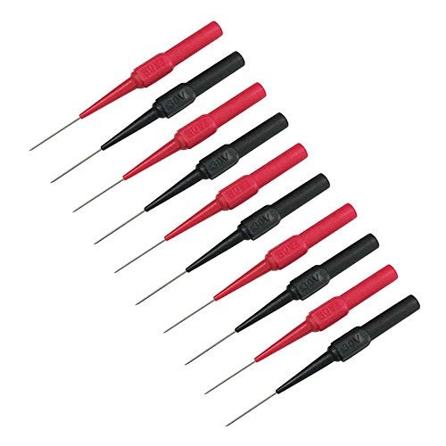 TestHelper TP161RDx5 Insulation Piercing Needle Non-destructive Pin Test Probes,4mm Banana Socket for Car Tester Red/Black - Image 1