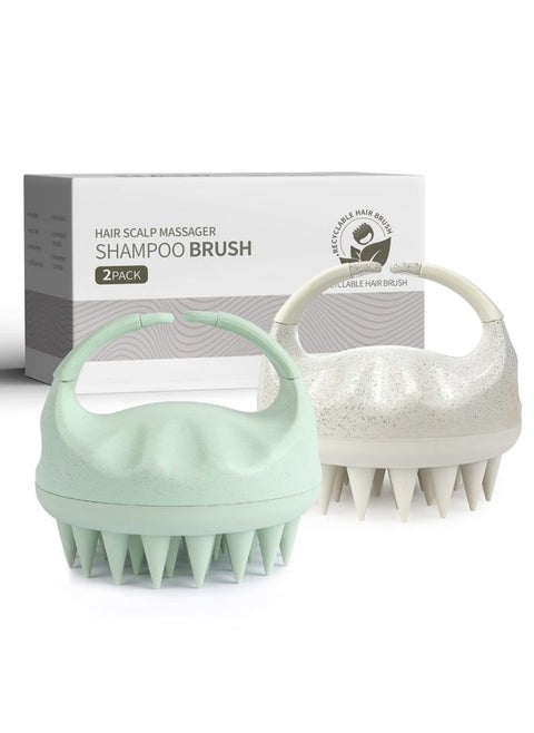 2 Pcs Scalp Massager Shampoo Brush, Scalp Scrubber with Soft Silicone Bristles, Scalp Exfoliator for Dandruff Removal, Scalp Massager for Hair Growth, Wet Dry Hair Brush for Scalp Care