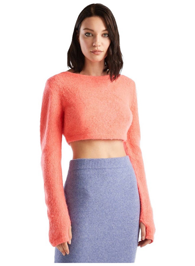 Benetton CROPPED SWEATER IN MOHAIR BLEND  - Image 5
