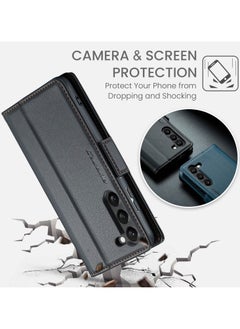CaseMe Flip Wallet Case For Samsung Galaxy S23 plus [RFID Blocking] PU Leather Wallet Flip Folio Case with Card Holder Kickstand Shockproof Phone Cover (Black)  - Image 5