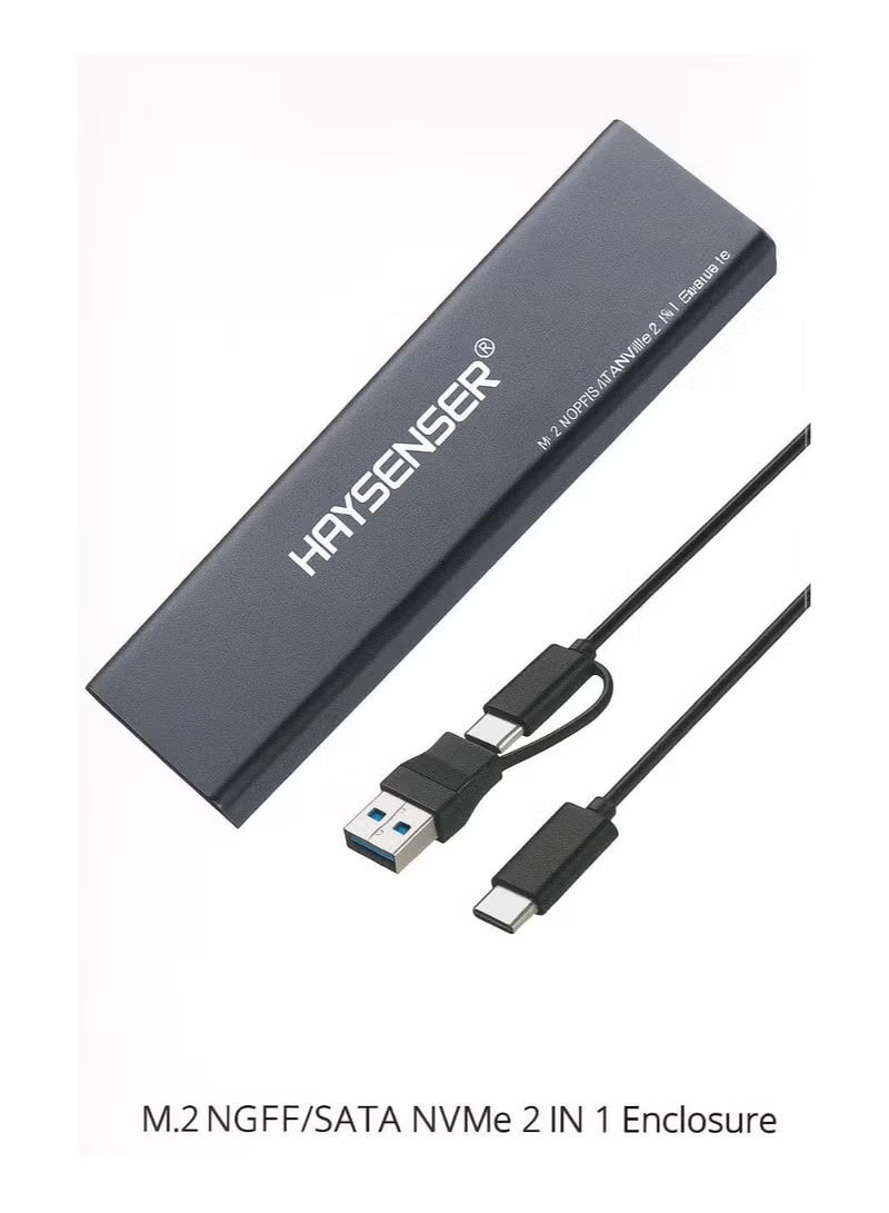 Haysenser M.2 SSD Enclosure USB 3.2 Gen 2 – 10Gbps | NVMe & SATA NGFF | Model HY-S207B | Ideal for Home, Office, School, and Travel Use - Image 2