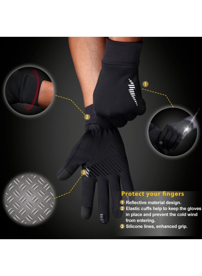 FDTY قفازات الشتاء, قفازات حرارية مع إصبع شاشة اللمس, قفازات رياضية مقاومة للرياح والماء,غير انزلاق وقفازات دافئة للجري、المشي لمسافات طويلة、القيادة、ركوب الدراجات、والتزلج、S - Image 3