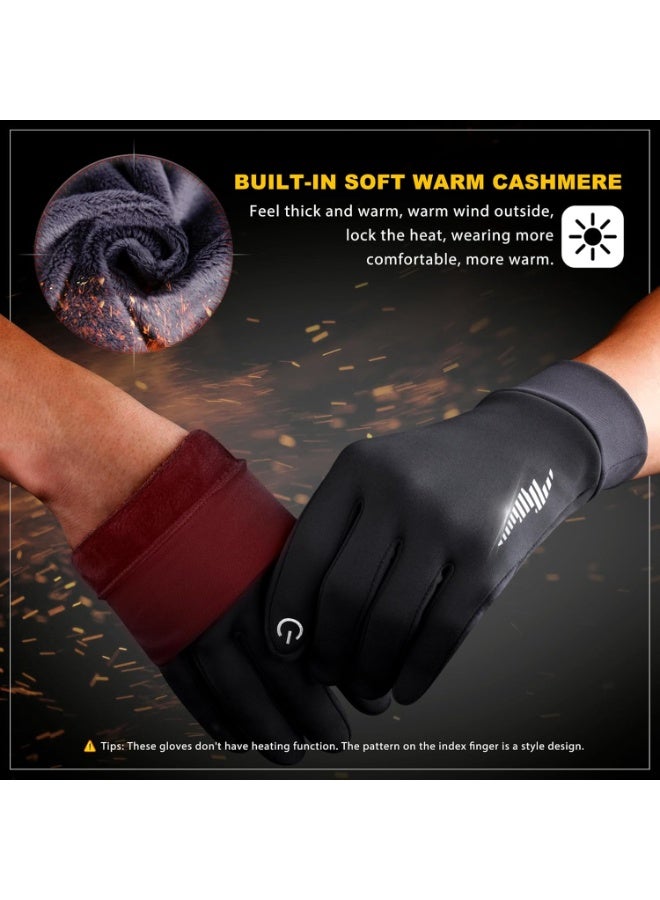 FDTY قفازات الشتاء, قفازات حرارية مع إصبع شاشة اللمس, قفازات رياضية مقاومة للرياح والماء,غير انزلاق وقفازات دافئة للجري、المشي لمسافات طويلة、القيادة、ركوب الدراجات、والتزلج、S - Image 5