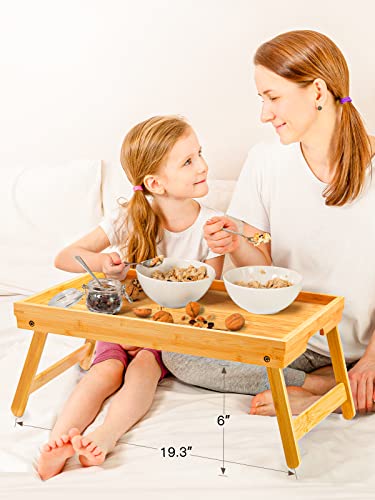 Pipishell Bamboo Bed Tray Table with Foldable Legs, Breakfast Tray for Sofa, Bed, Eating, Working, Used As Laptop Desk Snack Tray by Pipishell - Image 2