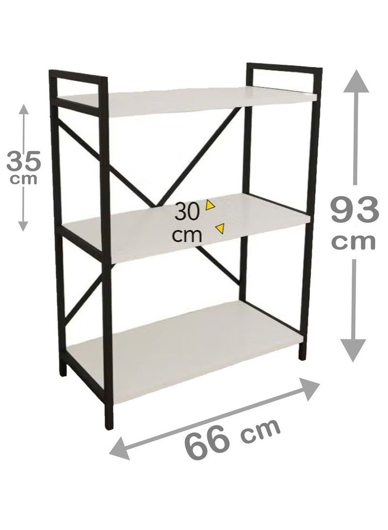 AGD Coffee Corner Table for Display and Storage, 3 Shelf Wood Side Table with Metal Frame Meets All Your Needs - White/Black - Image 3