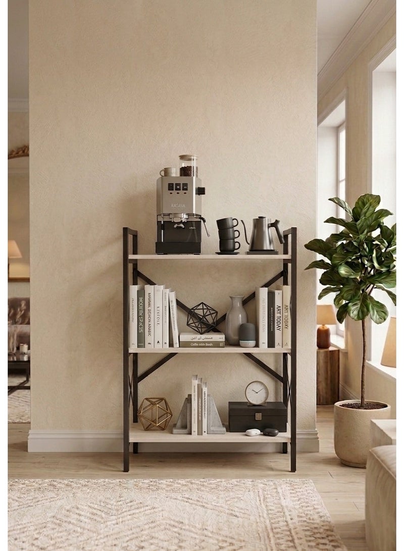 AGD Coffee Corner Table for Display and Storage, 3 Shelf Wood Side Table with Metal Frame Meets All Your Needs - White/Black - Image 2