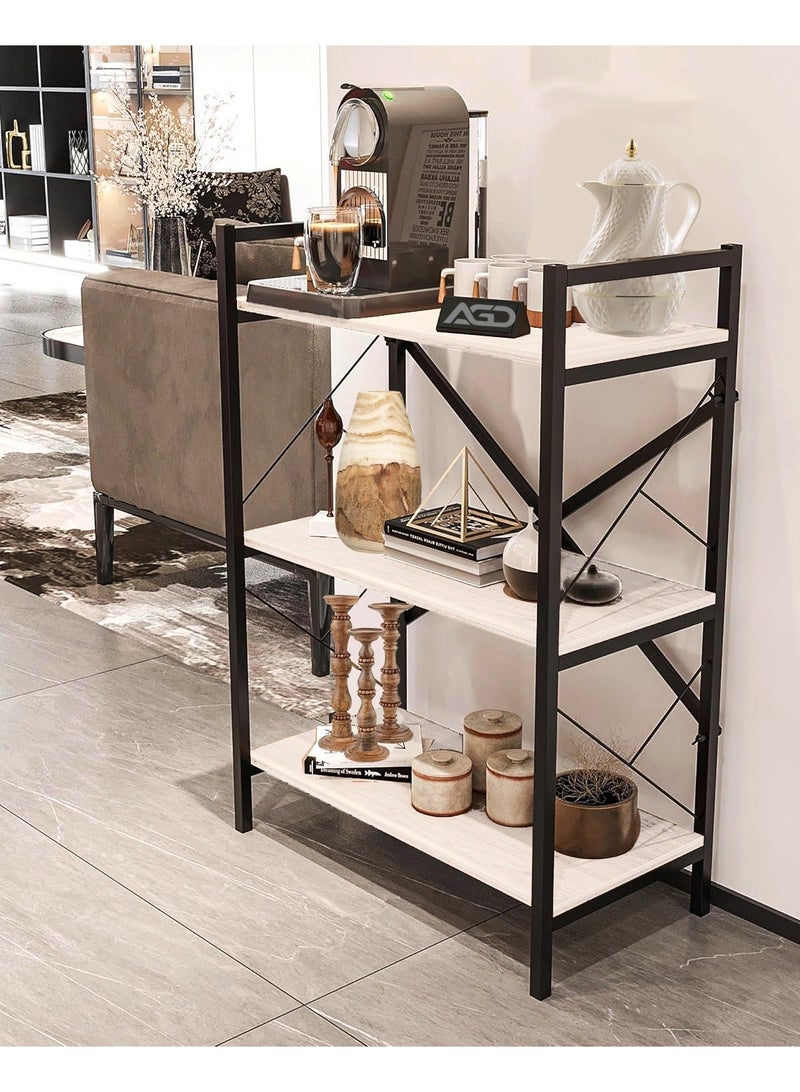 AGD Coffee Corner Table for Display and Storage, 3 Shelf Wood Side Table with Metal Frame Meets All Your Needs - White/Black - Image 4